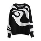 Two-tone Sweater Black & White - M
