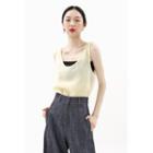 Sleeveless U-neck Textured Top Yellow - One Size