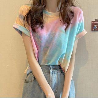 Round-neck Tie-dye Short-sleeve Top