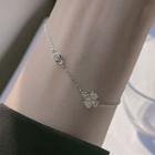 Rhinestone Clover Bracelet Silver - One Size