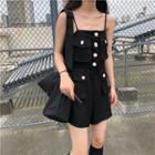 Pocket Detail Spaghetti Strap Playsuit Black - One Size