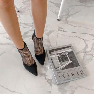 Pointy Stiletto Net Ankle Boots