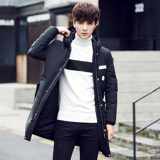 Contrast Trim Hooded Down Coat