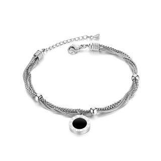 Fashion Temperament Roman Numeral Geometry Round 316l Stainless Steel Multi-layer Bracelet Silver - One Size