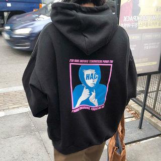 Kangaroo-pocket Graphic Oversized Hoodie