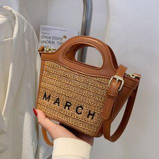 Lettering Braided Bucket Bag