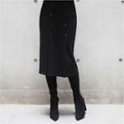 Button-front Knit Midi Skirt