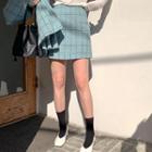 Checked A-line Tweed Miniskirt