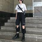 Attachable Cuff Letter Cargo Pants Black - One Size