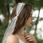 Wedding Faux Pearl Mesh Veil Faux Pearl Headpiece & White Veil - One Size