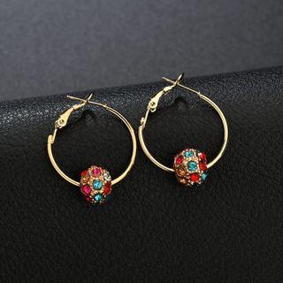 Rhinestone Hoop Earring White - One Size
