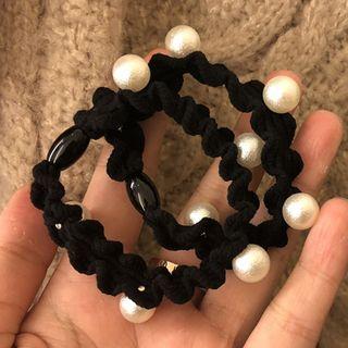 Set Of 2: Faux Pearl Hair Tie Set Of 2 - As Shown In Figure - One Size