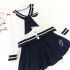 Set: Sailor Collar Shirt + A-line Skirt