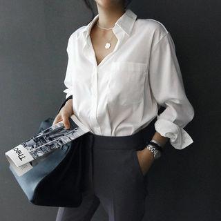 Pocket-patch Satin Shirt