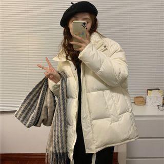 Long-sleeve Padded Zipped Jacket Off-white - One Size