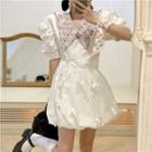 Short-sleeve Floral Collar Dress Dress - One Size
