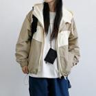 Mock Two Piece Color Block Hood Jacket