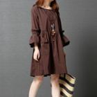 Ruffle Trim 3/4-sleeve Dress