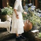 Plain Tiered Maxi Skirt White - One Size