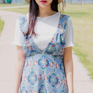 Short-sleeve Accordion-pleat Top