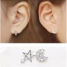 Crescent & Star Non-matching Stud Earrings