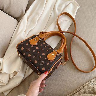 Two-way Heart Print Boston Bag