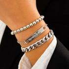 Set Of 3: Chain Bracelet + Beaded Bracelet