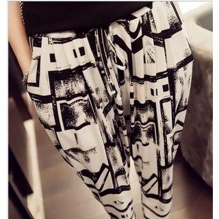 High-waist Print Harem Pants