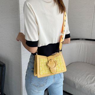 Tweed Panel Hoop Accent Crossbody Bag