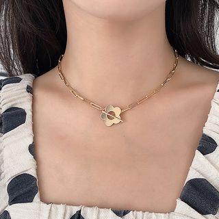 Flower Pendant Alloy Choker Gold - One Size