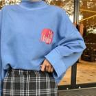 Mock Neck Pullover / Plaid Straight Fit Midi Skirt
