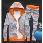 Set: Number Print Hooded Jacket + Sweatpants