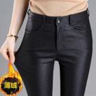 High-waist Plain Faux Leather Pants (various Designs)