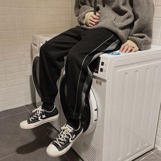 Piping Trim Gather-cuff Sweatpants