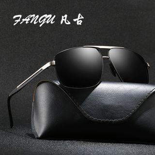 Double-bridge Polarized Metal Frame Sunglasses