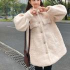 Furry Buttoned Long Jacket