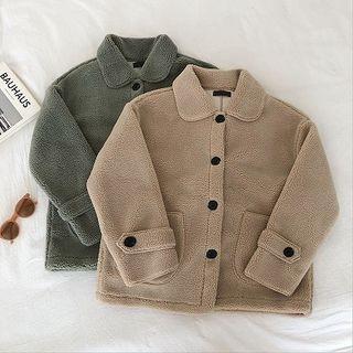 Plain Double-pocket Fleece Long-sleeve Jacket