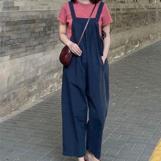 Set: Plain Wide Leg Cargo Strap + Plain T-shirt