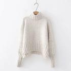 Mock Neck Melange Sweater Off-white - One Size