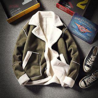 Faux Suede Notch-lapel Buttoned Jacket