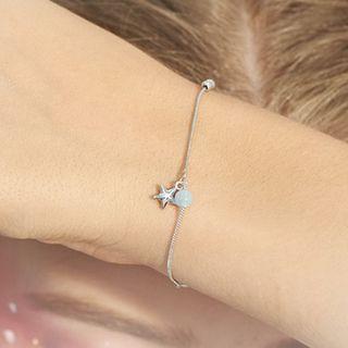 925 Sterling Silver Bead & Star Bracelet As Shown In Figure - One Size