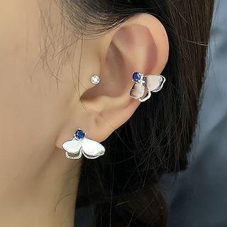 Rhinestone Butterfly Ear Cuff 1 Pc - Right Ear - Silver - One Size