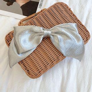 Bow Fabric Hair Clip Gray - One Size