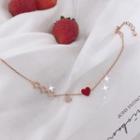 Heart Glaze Alloy Bracelet Jsz25taoxin - Red & Gold - One Size