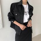 Washed Loose-fit Denim Jacket Black - One Size
