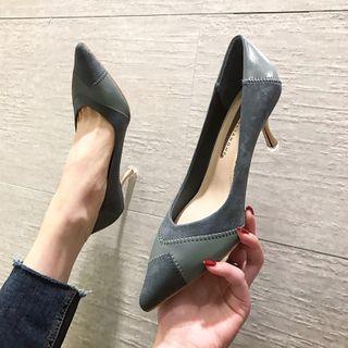 Pointy Paneled Stiletto Heel Pumps