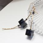 Non-matching Cube Dangle Earring 1 Pair - Cube - Smoke - One Size