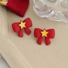 Bow Ear Stud 1 Pair - Red - One Size