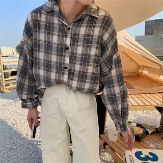 Plaid Shirt Plaid - White& Gray - One Size