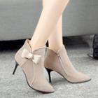 Bow Accent Pointed Ankle Boots